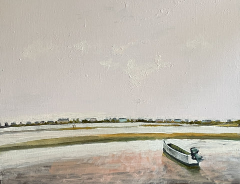 Lone Boat Lighthouse Inlet Acrylic 11" X 14"