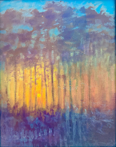 Sinking Sun and Glow through Trees