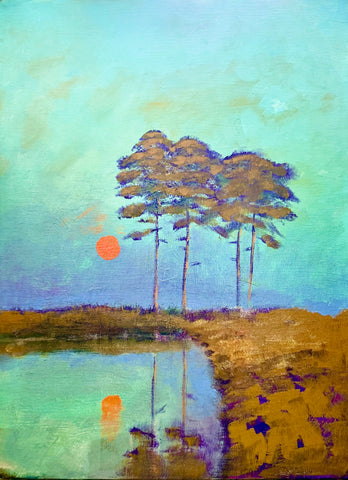 Orange Sun and Pines