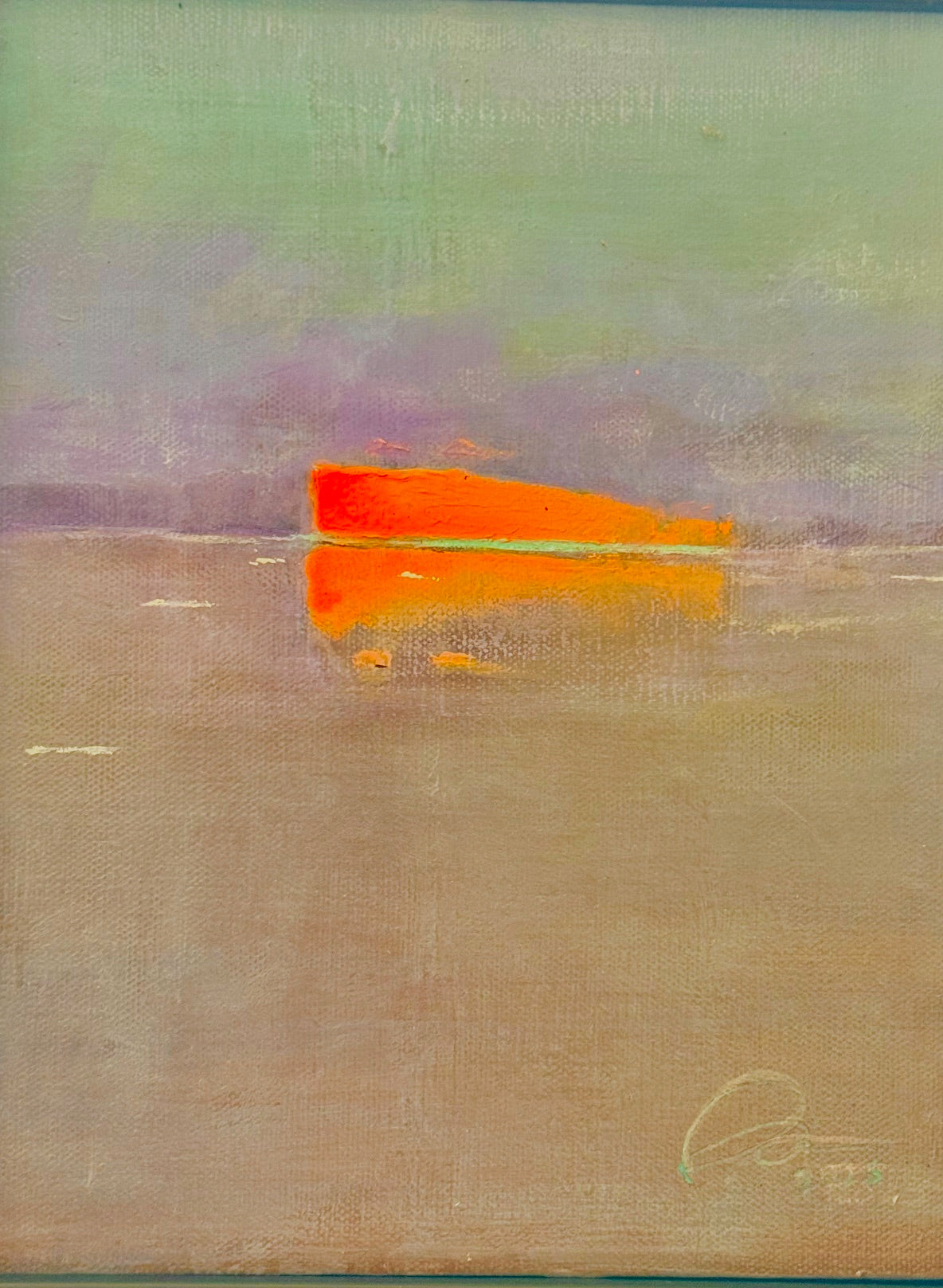 Bright Morning Orange Glow cuts Through Heavy Fog Bank