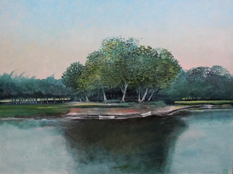 Boats on the Rio Frio Costa Rica 30 X 40"