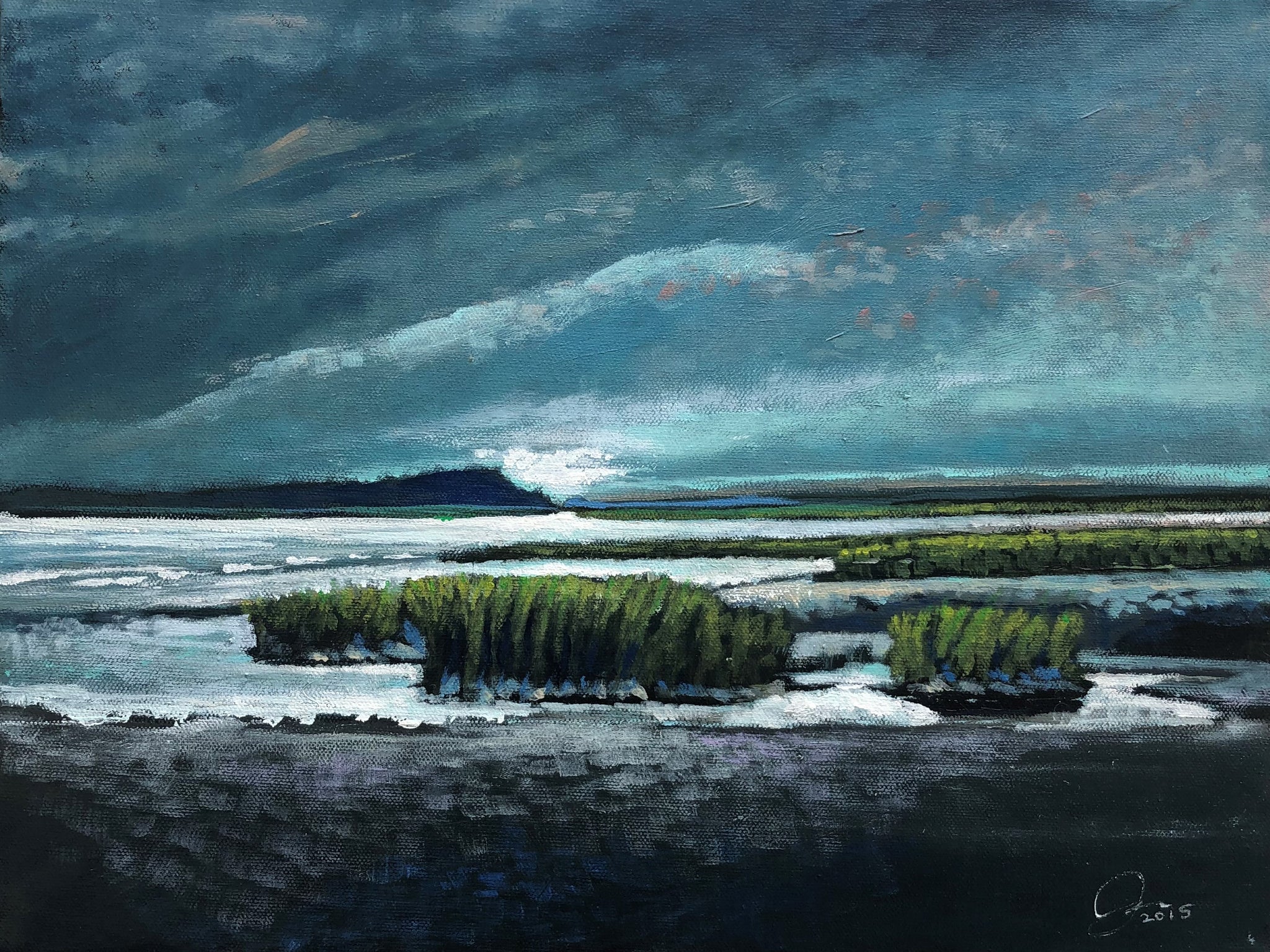 South Morris Island at Lighthouse Inlet; Rising Tide   16 X 12 "