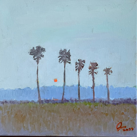 Five in a Row 12X12"; acrylic